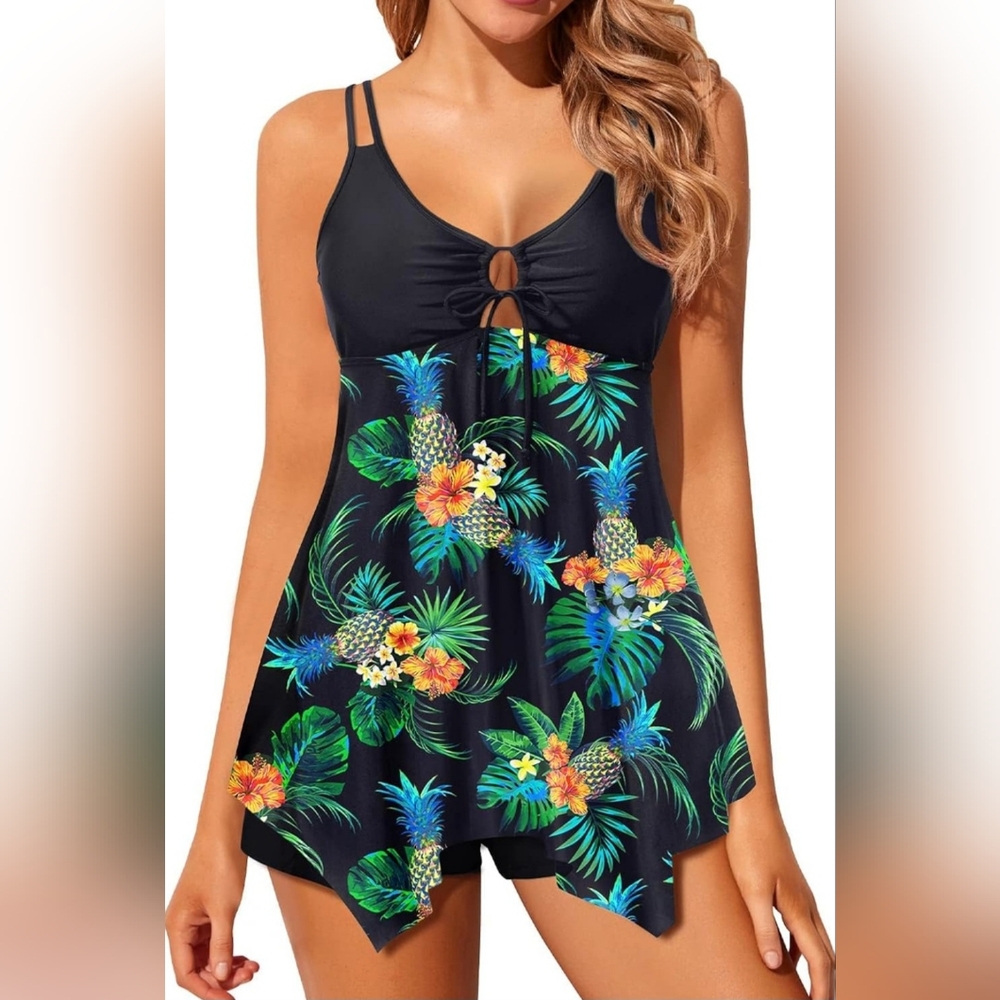 Aqua Eve Womens Tankini Bathing Suit Flowy Swimwear Top ONLY
